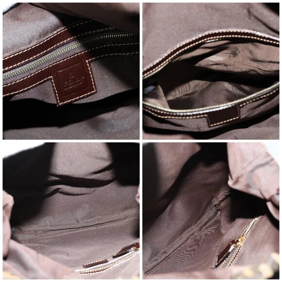 FENDI Zucca Canvas Hand Bag Brown Black gold Auth 124687 - Picture 15 of 16